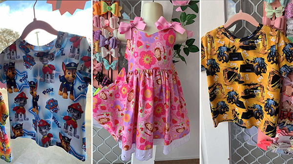 Fantails and Roses Childrens Clothing samples